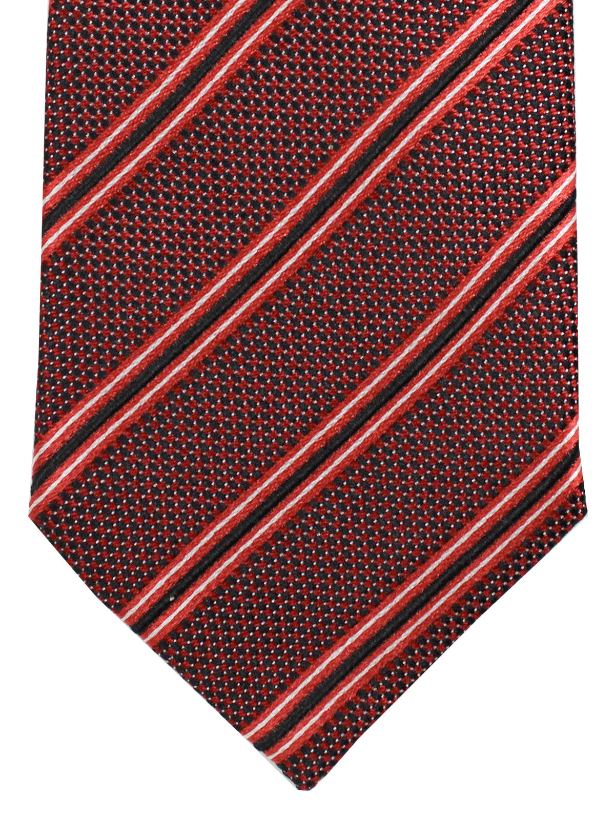 Armani Collezioni Tie Black Red Silver Stripes