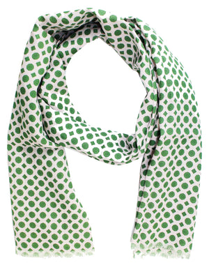 Attolini Linen Scarf White Green 