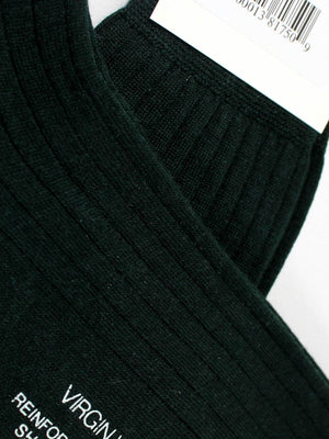 Cesare Attolini Wool Socks Dark Green Solid Ribbed