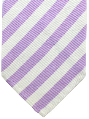Cesare Attolini Unlined Tie Gray Lilac Stripes
