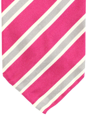 Cesare Attolini Unlined Tie Fuchsia Stripes