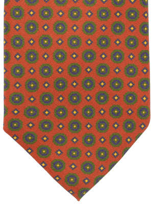 Attolini Silk Tie Brown Green Geometric