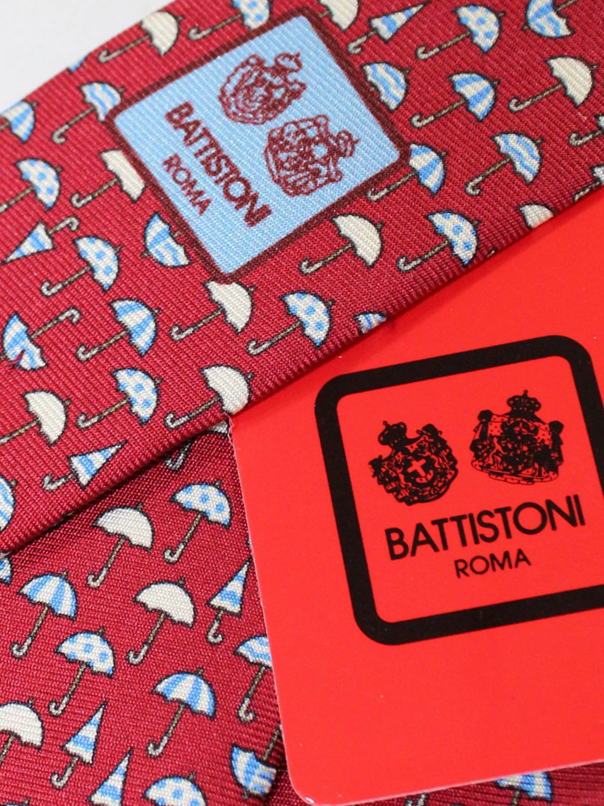 Battistoni Tie Maroon Umbrella Novelty Design SALE