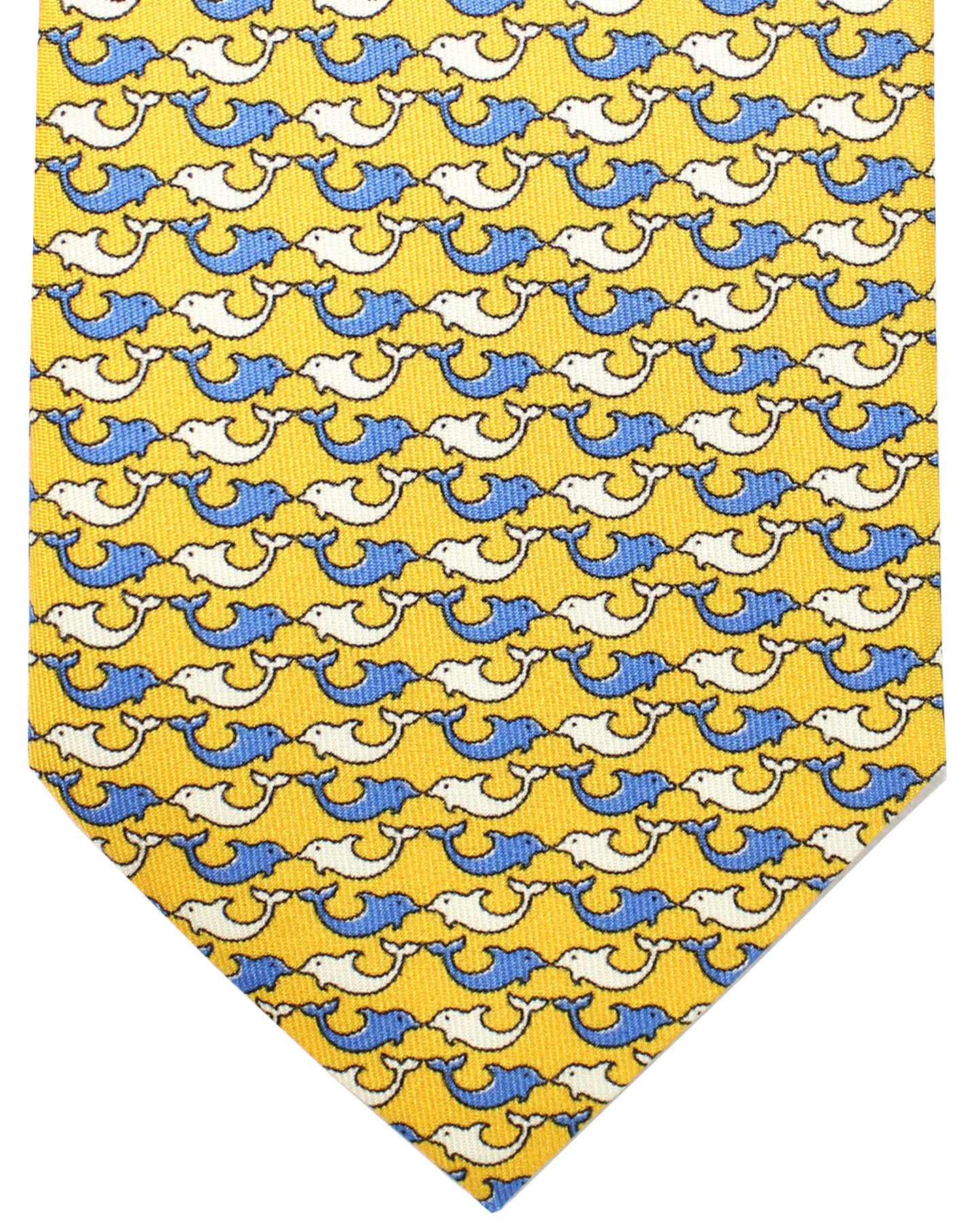 Battistoni Silk Tie Orange Blue Dolphins - Novelty