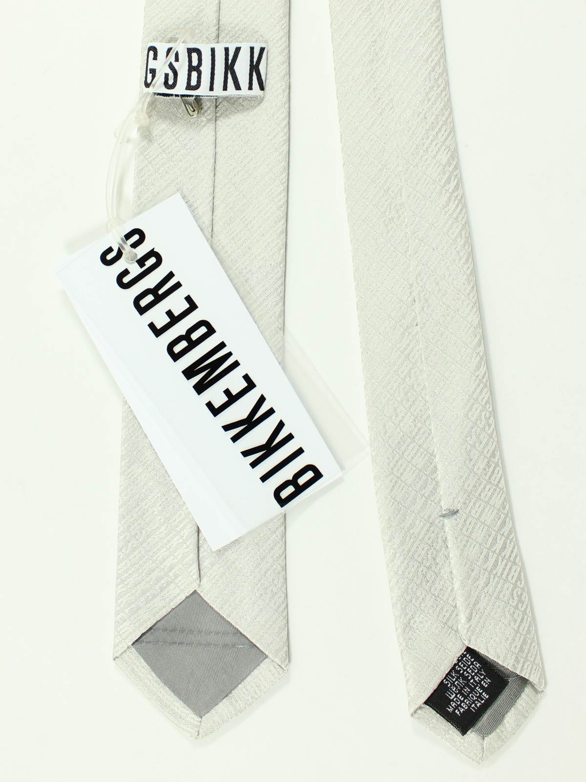 Bikkembergs Silk Tie Gray Silver Logo Design