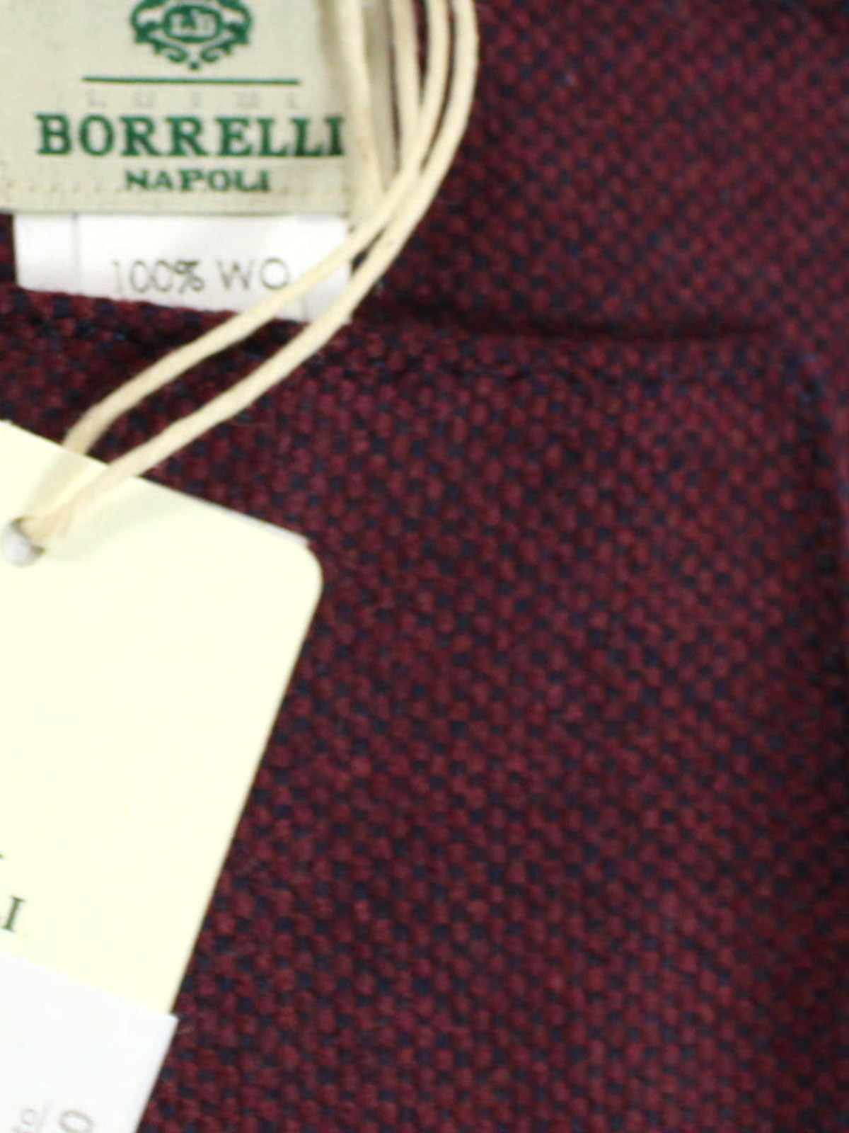 Luigi Borrelli Wool Pocket Square Burgundy Design