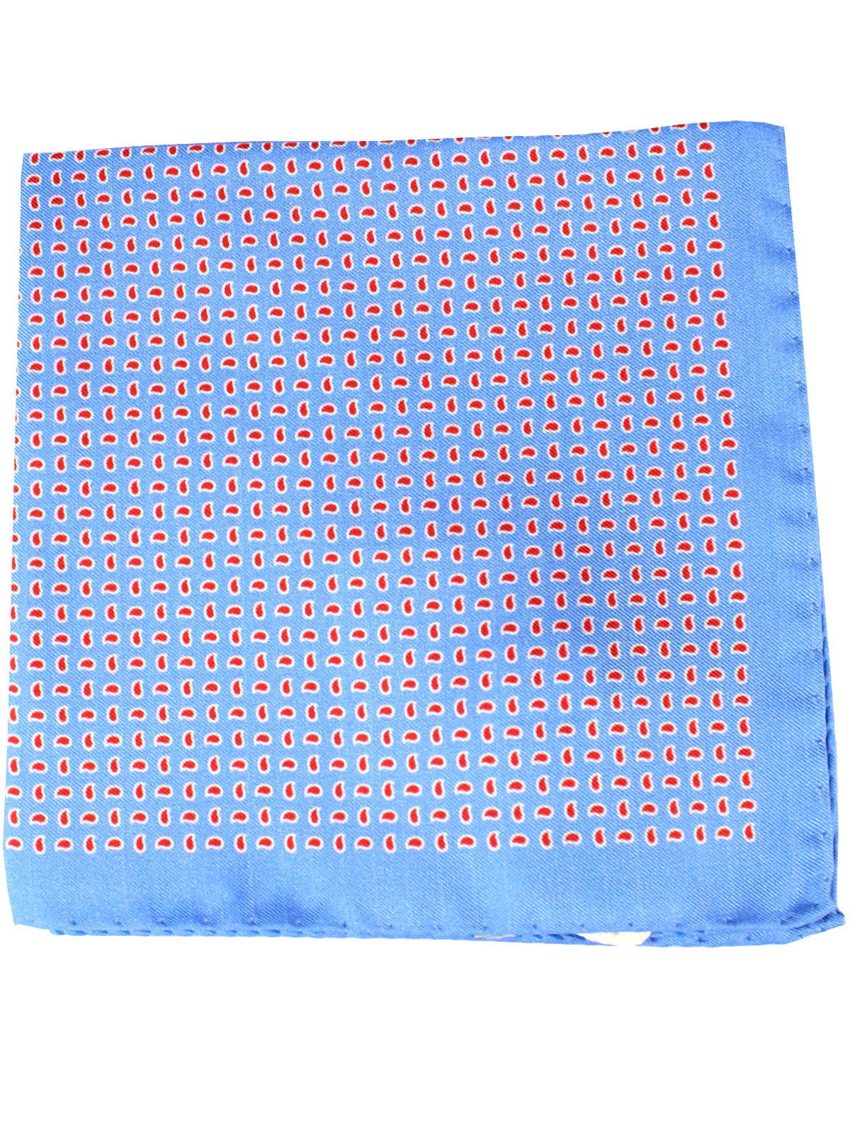 Luigi Borrelli Silk Pocket Square Blue Red Paisley