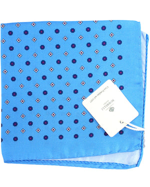 Luigi Borrelli Pocket Square Blue Navy Floral