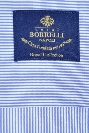 Luigi Borrelli Shirt Royal Collection White Navy Stripes