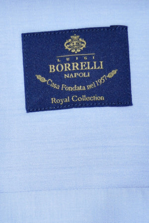 Luigi Borrelli Dress Shirt ROYAL COLLECTION Solid Blue 40 - 15 3/4 SALE