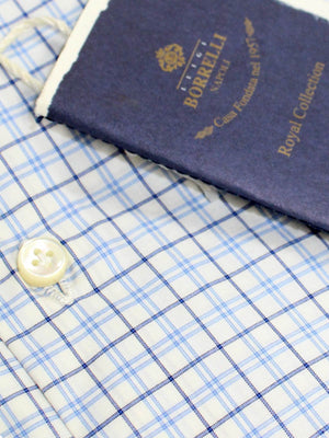 Luigi Borrelli Dress Shirt White Blue Navy 