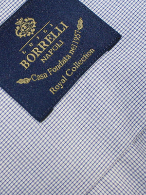 Luigi Borrelli Dress Shirt ROYAL COLLECTION White Navy Micro Check