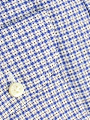 Luigi Borrelli Dress Shirt ROYAL COLLECTION White Brown Royal Blue Tattersall Check 38 - 15 SALE