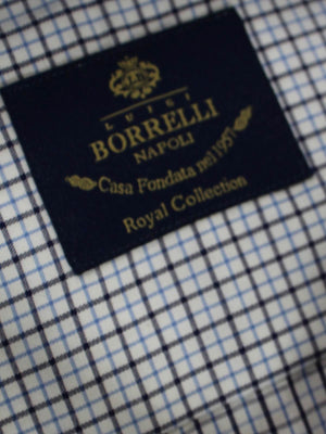 Borrelli Dress Shirt ROYAL COLLECTION - White Blue Black