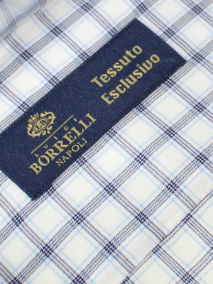 Luigi Borrelli Shirt Tessuto Esclusivo White Blue Check 39 - 15 1