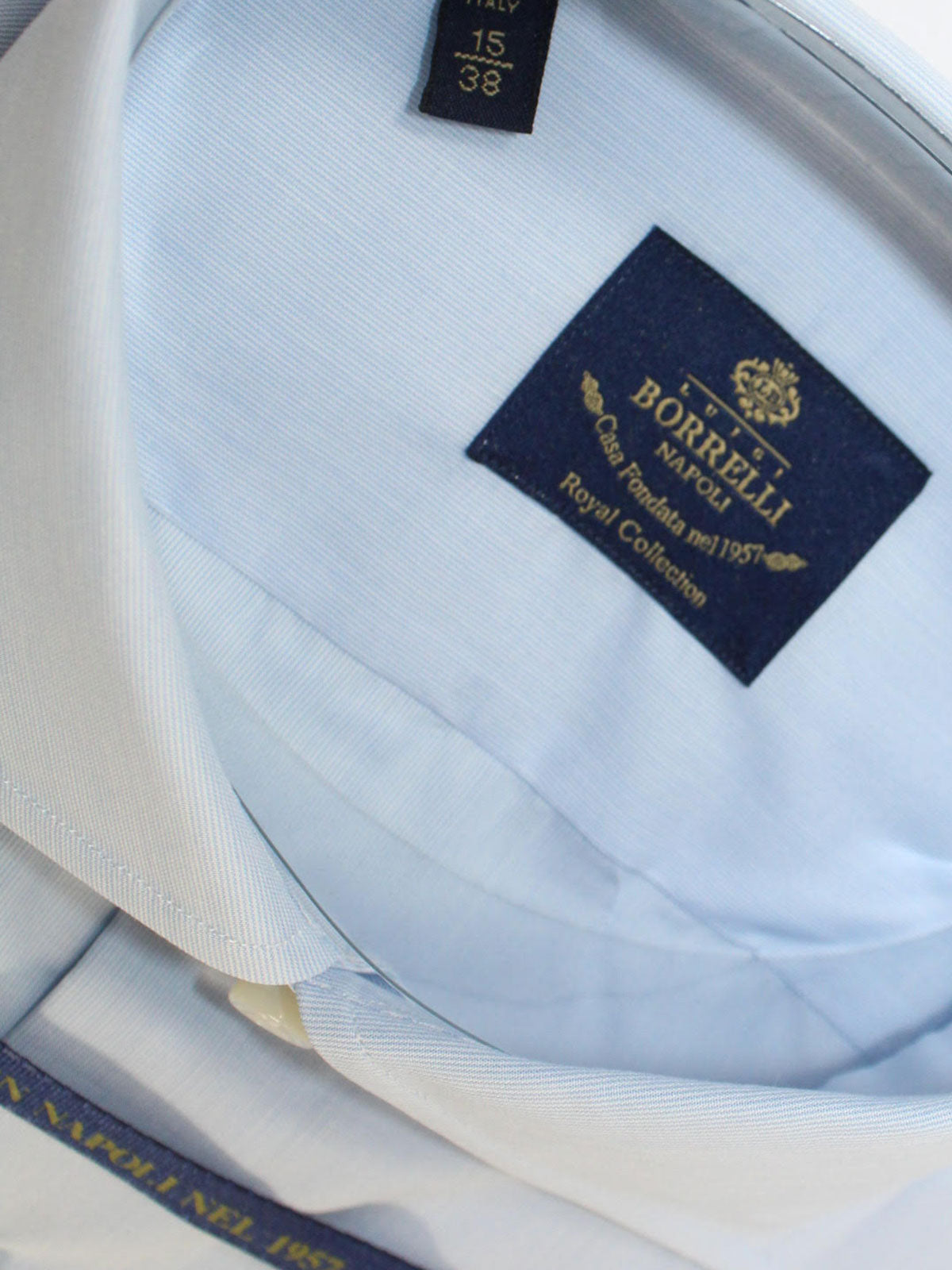 Luigi Borrelli Dress Shirt ROYAL COLLECTION White Blue Thin