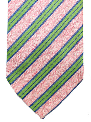Luigi Borrelli Unlined Tie Pink Green Stripes