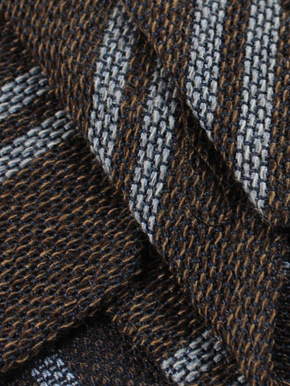 Luigi Borrelli Unlined Tie Dark Brown Gray Stripes Cashmere Silk