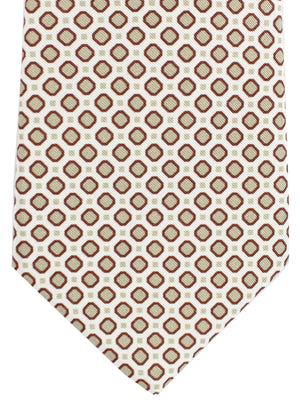 Luigi Borrelli Tie White Brown Taupe Geometric Design