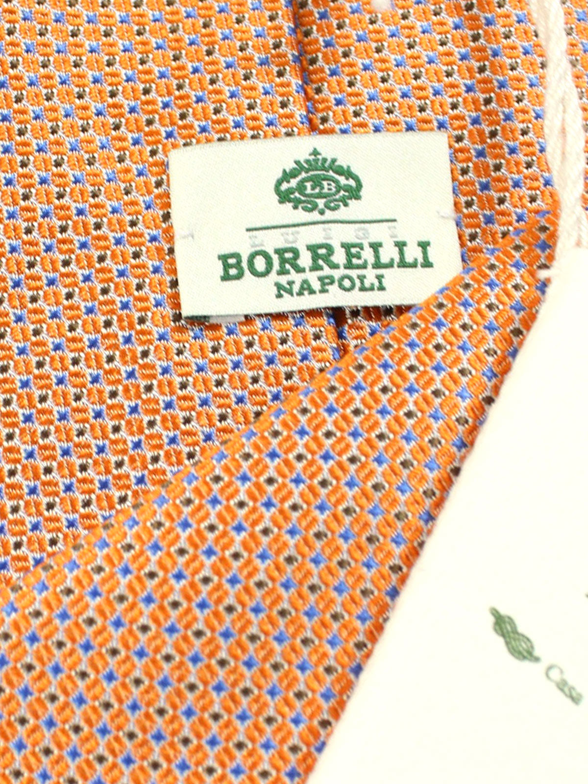 Luigi Borrelli Silk Tie Orange Geometric