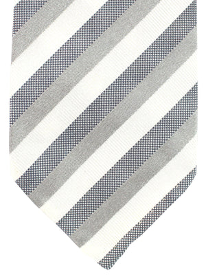Luigi Borrelli Unlined Tie Gray Stripes Silk