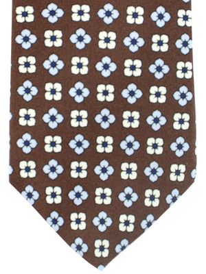 Luigi Borrelli Linen Tie Brown Floral