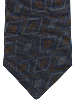 Luigi Borrelli Tie Black Blue Brown Geometric Design