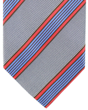 Luigi Borrelli Tie Periwinkle Red Stripes