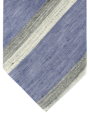 Luigi Borrelli Tie Dark Blue Gray Stripes