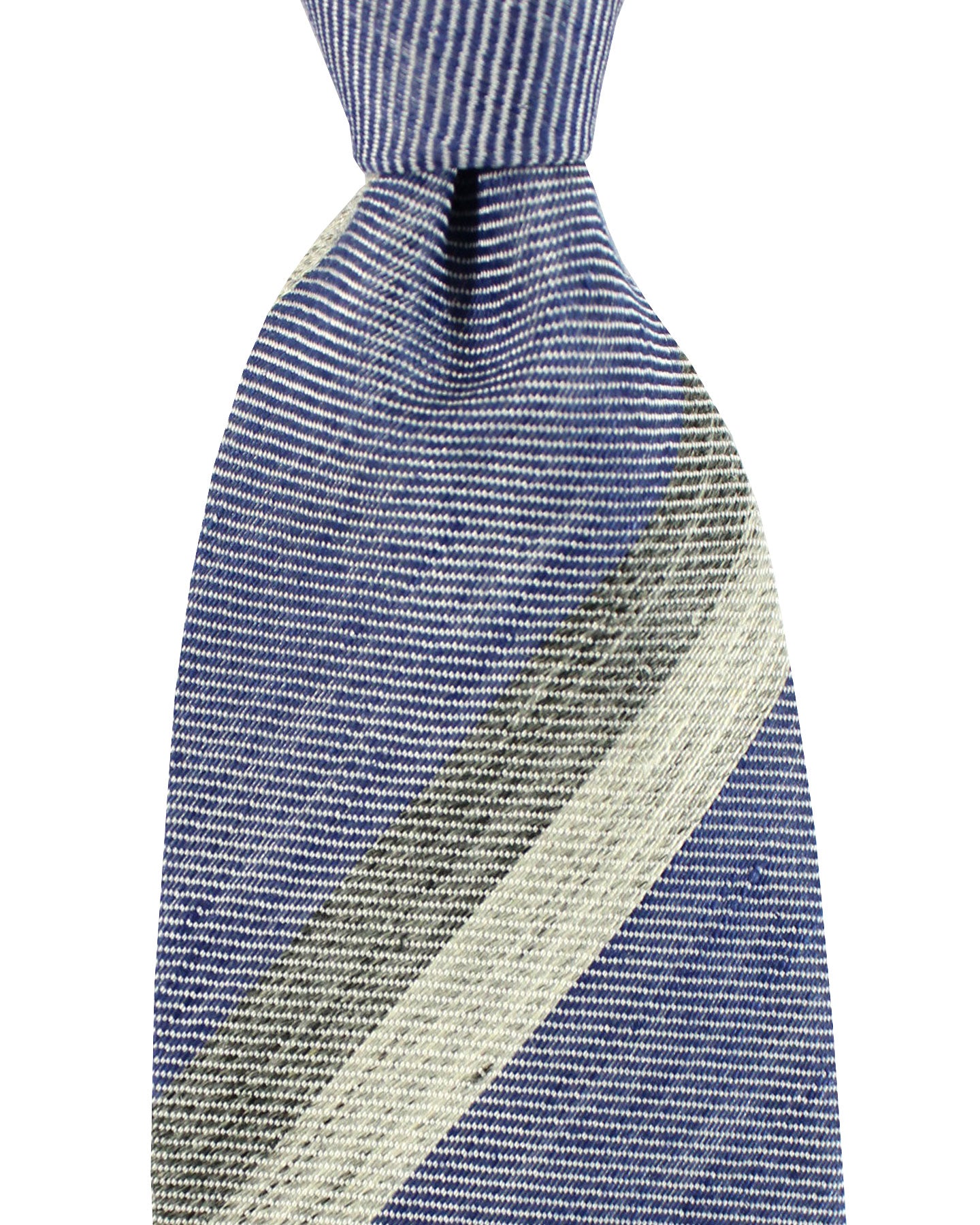 Luigi Borrelli Tie Dark Blue Gray Stripes