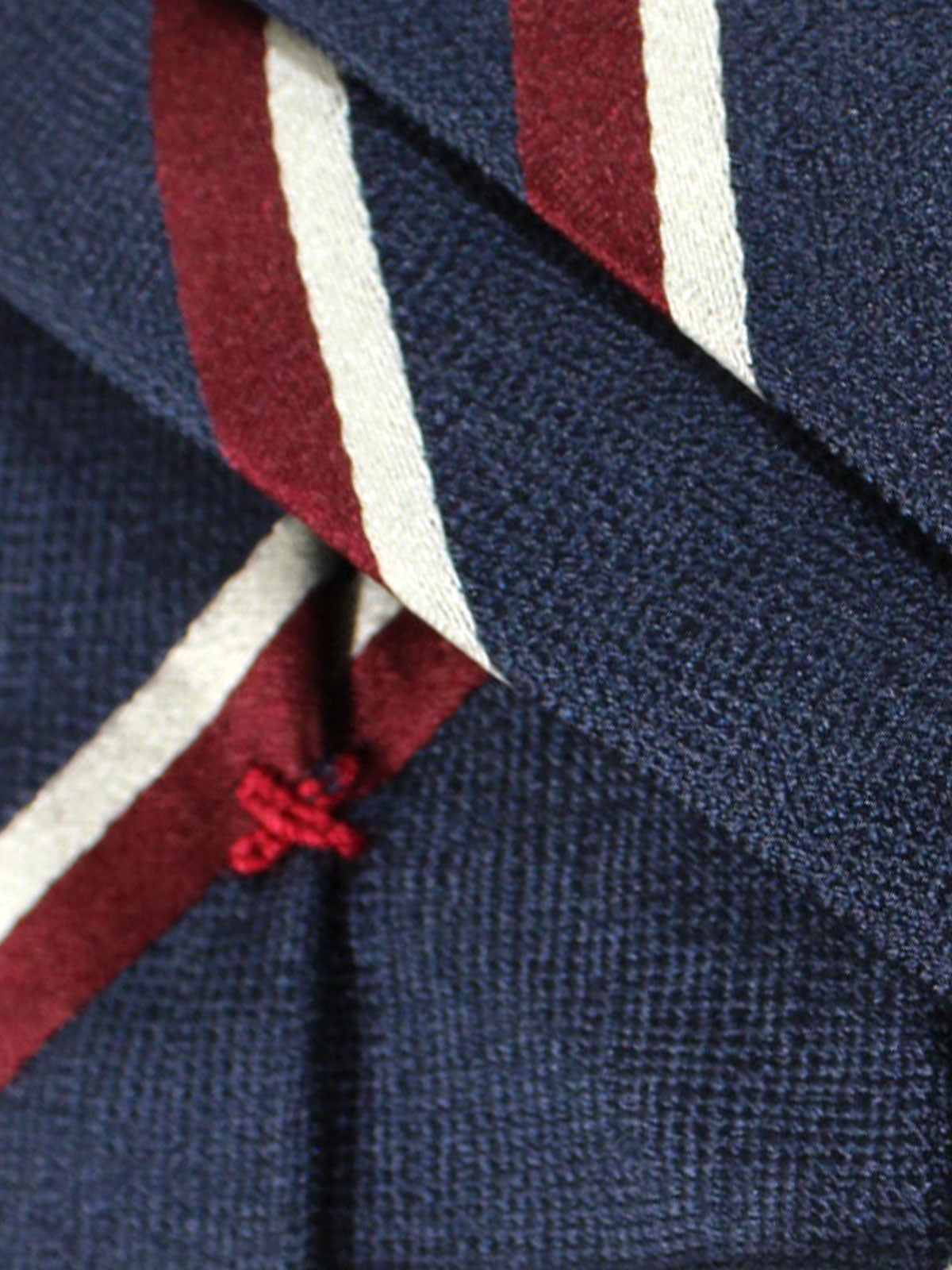 Brunello Cucinelli Tie Navy Maroon Stripes - Wool Cashmere Silk