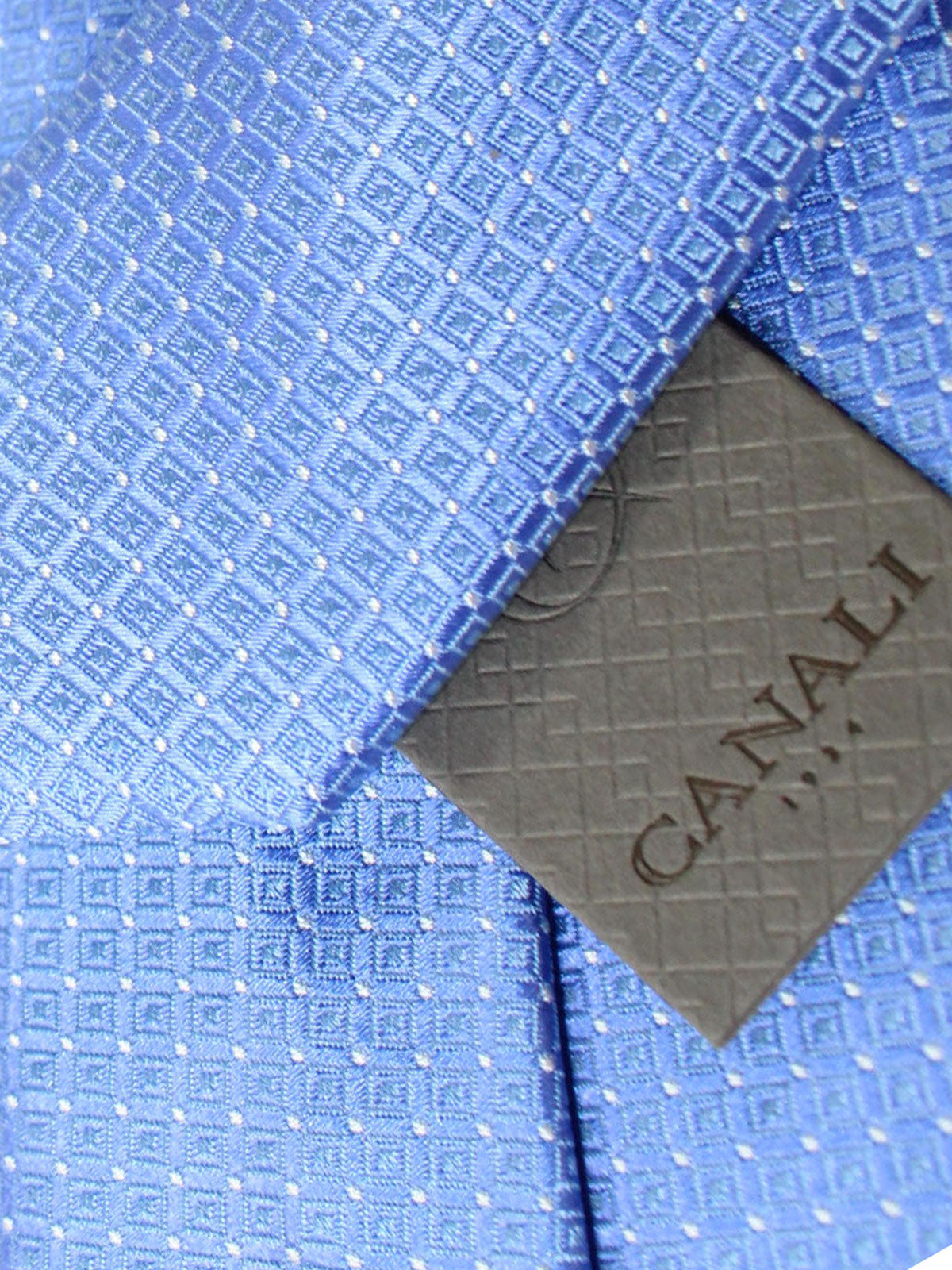 Canali Necktie Blue Silver Geometric Design