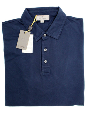 Canali Polo Shirt Navy Cotton Short Sleeve Polo Shirt 46 / XS - Tie Deals