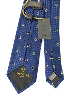 Canali Silk Tie Dark Blue Brown Silver Design