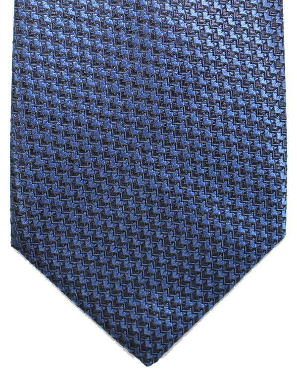 Canali Silk Tie in Blue with Light Blue Geometric Pattern — Uomo