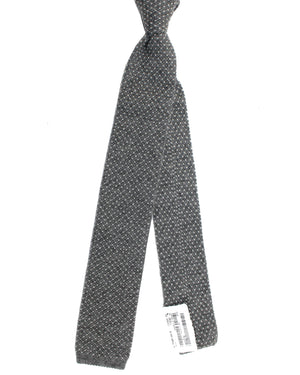 Brunello Cucinelli Square End Knitted Tie Charcoal Gray Bird Eye 