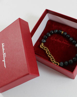 Salvatore Ferragamo Men Bracelet Beads & Gancini - Elasticated (S-M)