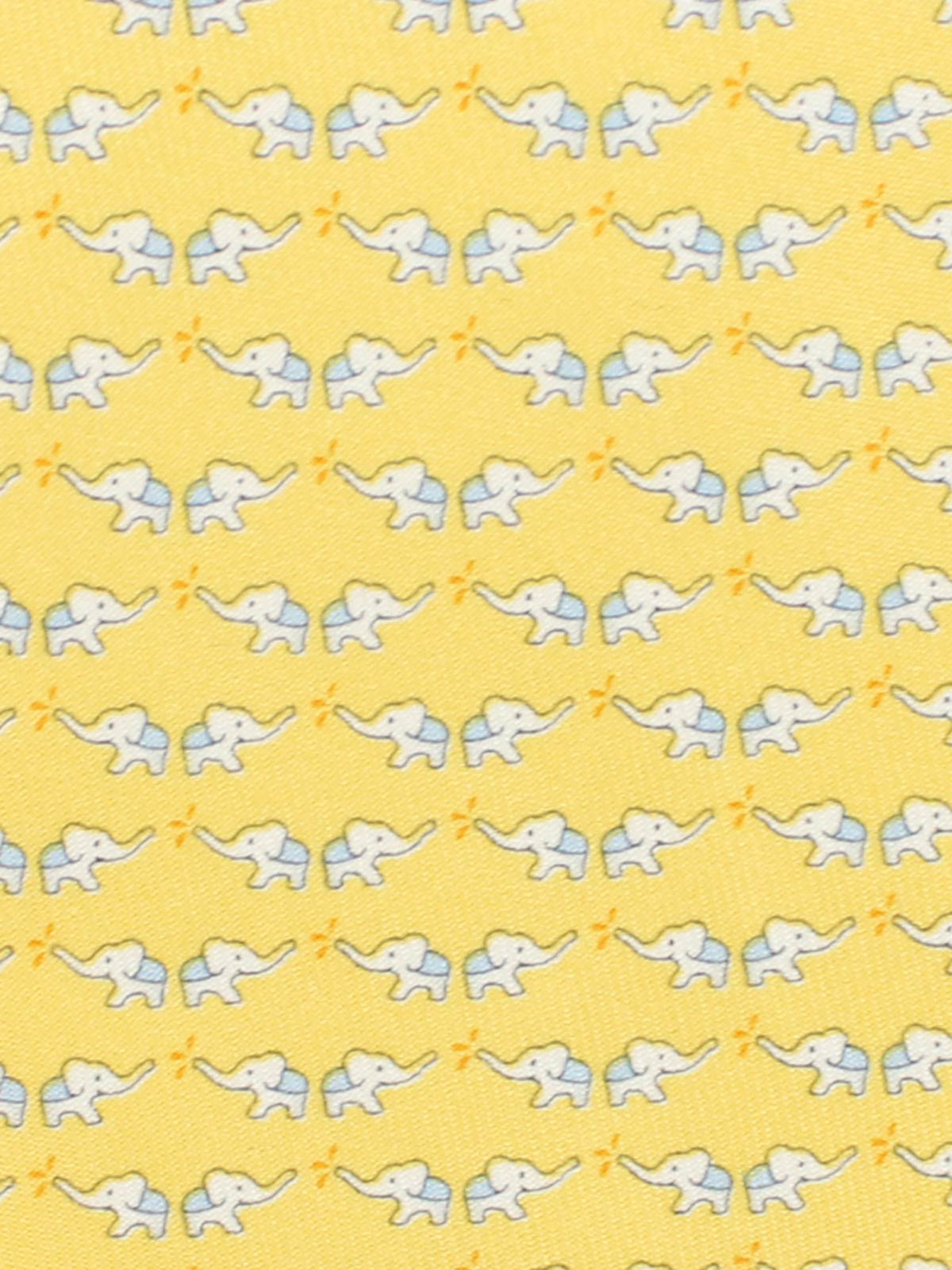 Salvatore Ferragamo Silk Tie Yellow Elephant