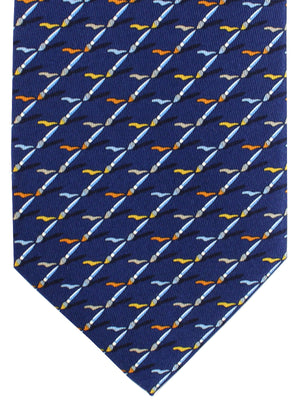Salvatore Ferragamo Tie Dark Blue Paint Brush Novelty