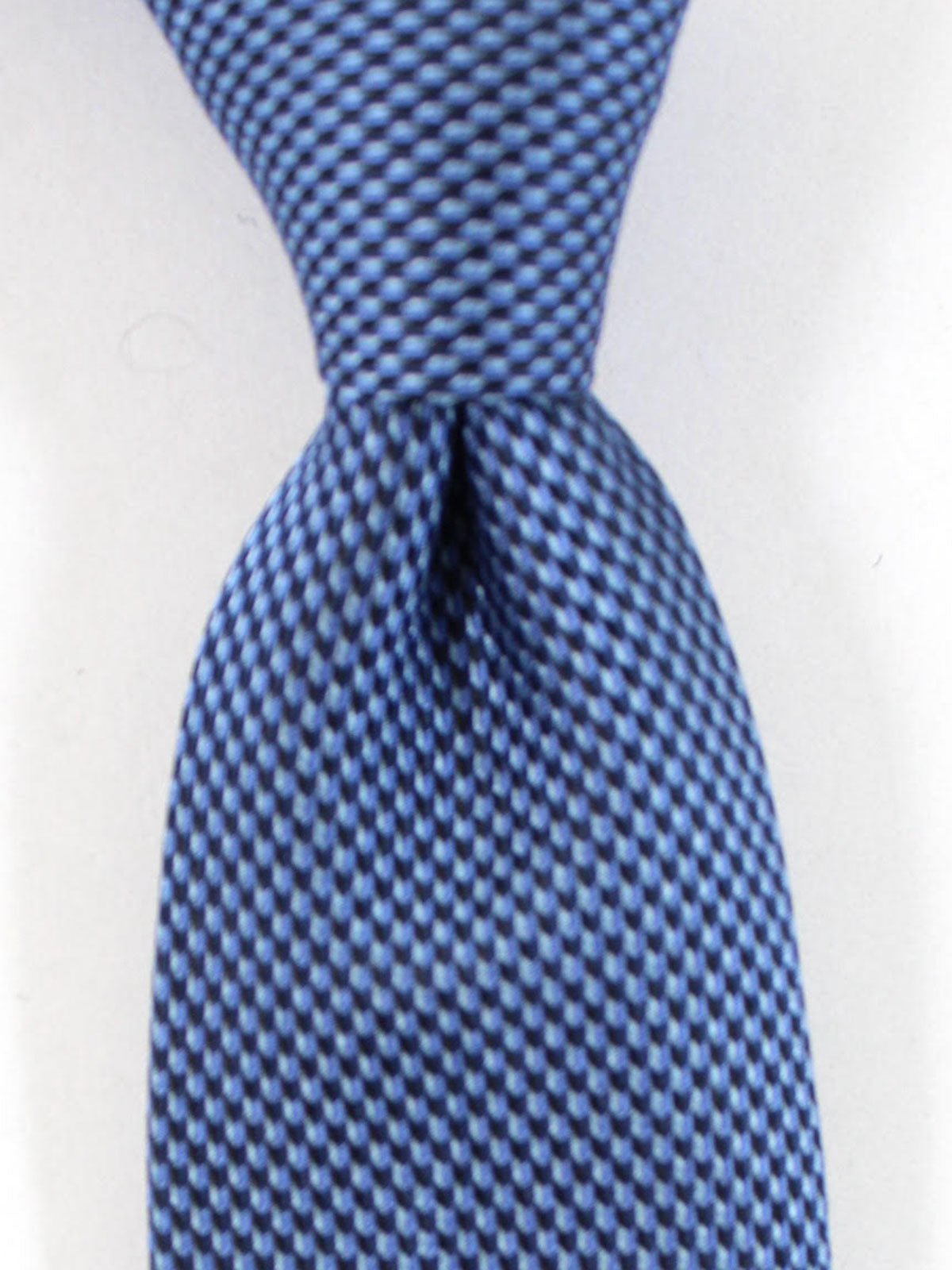 Salvatore Ferragamo Tie Navy Gray Blue Knitted Square End Tie Final Sale