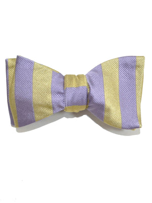 Gene Meyer Silk Bow Tie Gray Lilac Stripes SALE