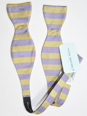 Gene Meyer Silk Bow Tie Gray Lilac Stripes SALE
