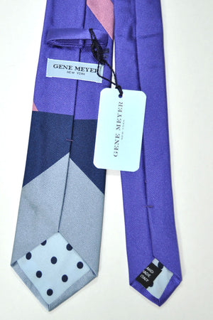 Gene Meyer Tie Navy Gray Purple Pink Design