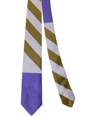 Gene Meyer Necktie Purple Stripes - Hand Made In Italy