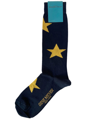Gene Meyer Socks Navy Yellow Stars - Made In Italy