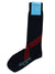 Gene Meyer Socks Navy Diagonal Red Stripes