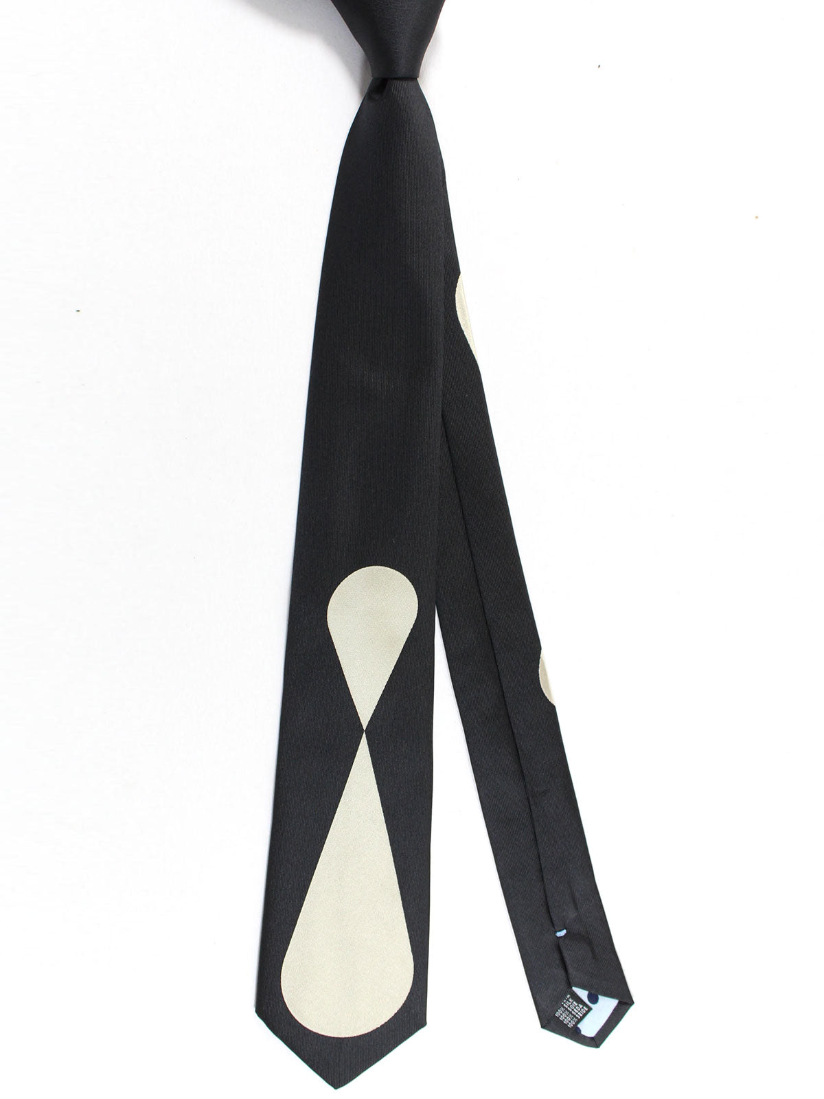 Gene Meyer Tie Black Silver Geometric Design - Hand Made in Italy
