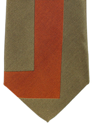 Gene Meyer Tie Brown Orange Stripe Design - Hand Made in Italy