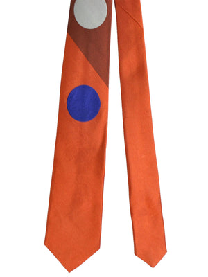 Gene Meyer Tie Orange Royal Blue Gray Dots