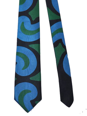 Gene Meyer Tie Black Blue Green Design